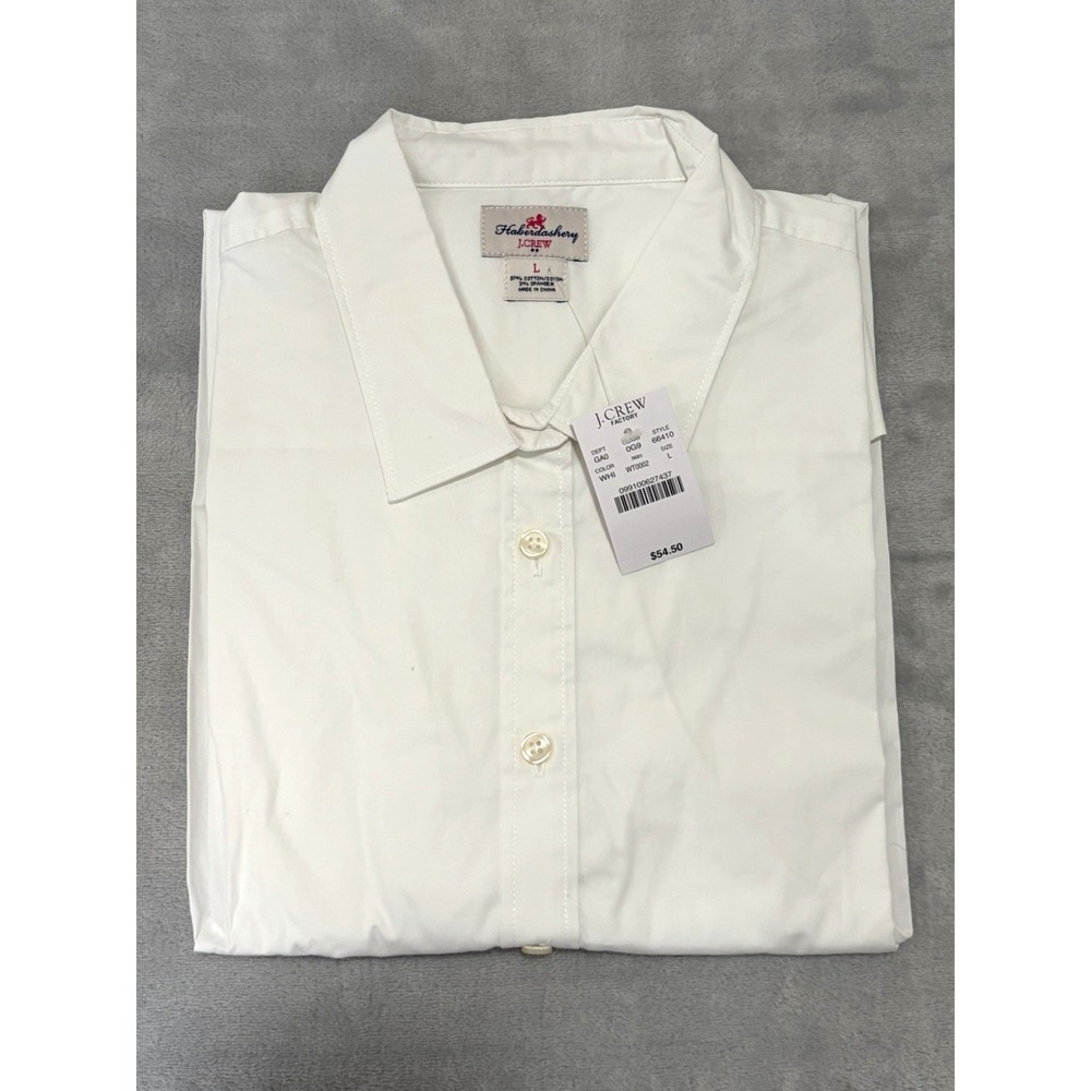 J Crew Haberdashery Womens Long Sleeve Button Up Shirt Large White Classic NEW